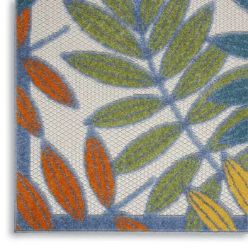 8' X 11' Ivory And Blue Indoor Outdoor Area Rug