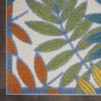 10' X 13' Ivory And Blue Indoor Outdoor Area Rug