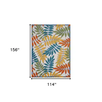 10' X 13' Ivory And Blue Indoor Outdoor Area Rug