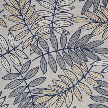 9' X 12' Ivory And Blue Indoor Outdoor Area Rug
