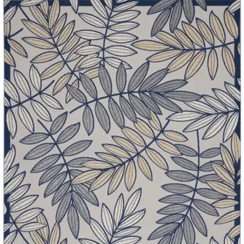10' X 13' Ivory And Blue Indoor Outdoor Area Rug