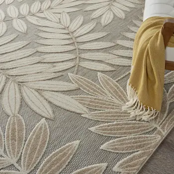 10' X 13' Gray And Ivory Indoor Outdoor Area Rug
