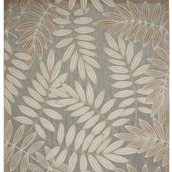 10' X 13' Gray And Ivory Indoor Outdoor Area Rug