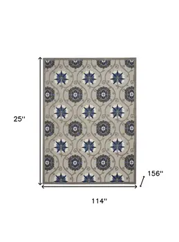 10' X 13' Blue And Gray Indoor Outdoor Area Rug