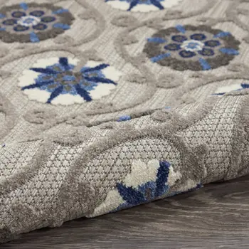 10' X 13' Blue And Gray Indoor Outdoor Area Rug