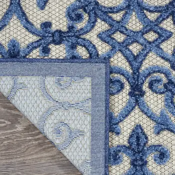 10' X 13' Blue And Gray Indoor Outdoor Area Rug