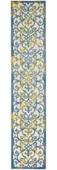 12' Ivory And Blue Indoor Outdoor Area Rug
