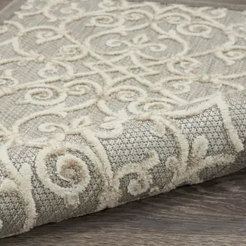10' X 13' Gray And Ivory Indoor Outdoor Area Rug