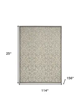 10' X 13' Gray And Ivory Indoor Outdoor Area Rug