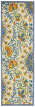 8' Blue And Orange Indoor Outdoor Runner Rug