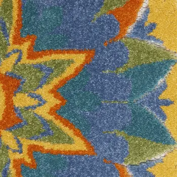 8' Blue And Orange Indoor Outdoor Runner Rug