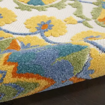 10' X 13' Blue And Yellow Indoor Outdoor Area Rug