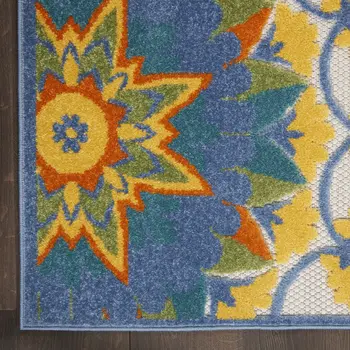 10' X 13' Blue And Yellow Indoor Outdoor Area Rug