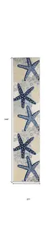12' Blue And Gray Nautical Indoor Outdoor Runner Rug