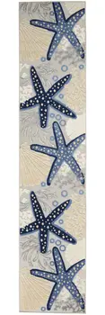 12' Blue And Gray Nautical Indoor Outdoor Runner Rug