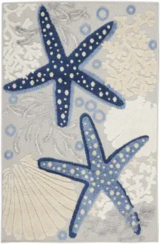 3' X 4' Blue And Gray Indoor Outdoor Area Rug