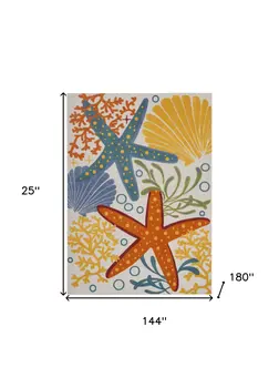 12' X 15' Blue And Yellow Indoor Outdoor Area Rug