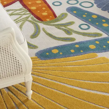 12' X 15' Blue And Yellow Indoor Outdoor Area Rug