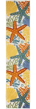 12' Blue And Yellow Indoor Outdoor Runner Rug