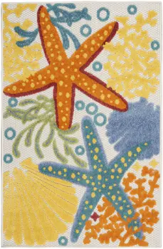 3' X 4' Blue And Yellow Indoor Outdoor Area Rug