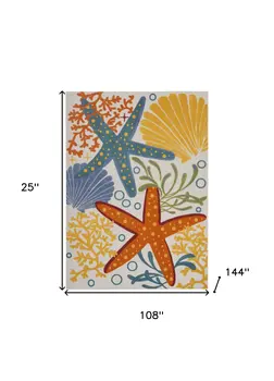 9' X 12' Blue And Yellow Indoor Outdoor Area Rug