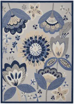12' X 15' Blue And Gray Indoor Outdoor Area Rug