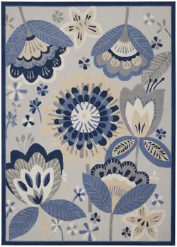 10' X 13' Blue And Gray Indoor Outdoor Area Rug