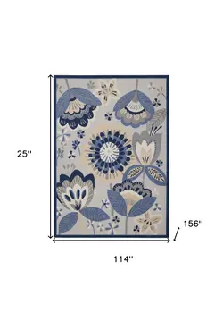 10' X 13' Blue And Gray Indoor Outdoor Area Rug