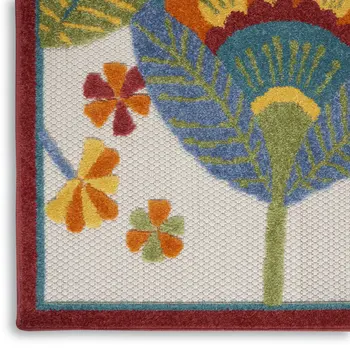 6' Yellow And Red Indoor Outdoor Runner Rug