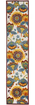 10' Blue And Yellow Indoor Outdoor Runner Rug