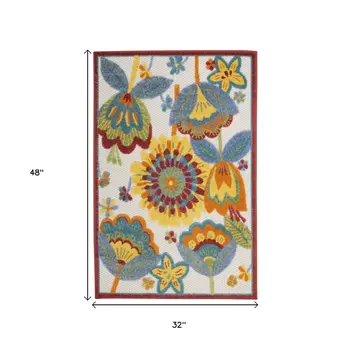 3' X 4' Yellow And Ivory Indoor Outdoor Area Rug