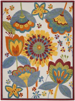 10' X 13' Blue And Yellow Indoor Outdoor Area Rug
