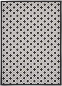 12' X 15' Black And White Gingham Non Skid Indoor Outdoor Area Rug