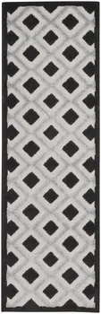 6' Black And White Indoor Outdoor Runner Rug