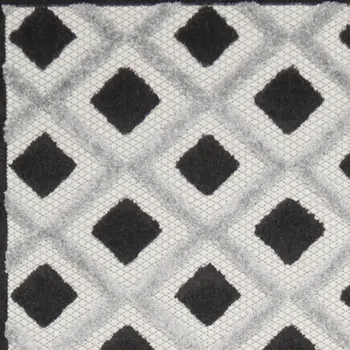 12' Black And White Indoor Outdoor Runner Rug