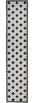 12' Black And White Indoor Outdoor Runner Rug