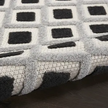 12' Black And White Indoor Outdoor Runner Rug