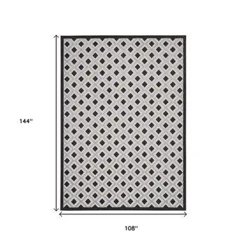 9' X 12' Black And White Indoor Outdoor Area Rug