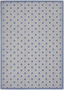 12' X 15' Blue And Grey Gingham Non Skid Indoor Outdoor Area Rug