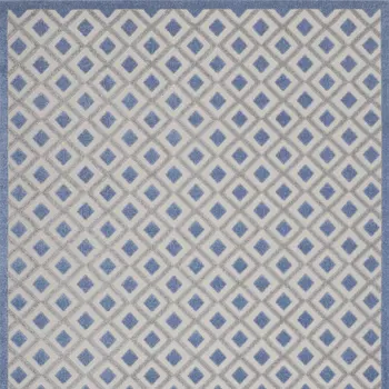 12' X 15' Blue And Grey Gingham Non Skid Indoor Outdoor Area Rug