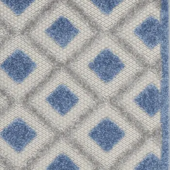 6' Blue And Gray Indoor Outdoor Runner Rug