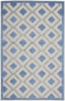 3' X 4' Blue And Gray Indoor Outdoor Area Rug