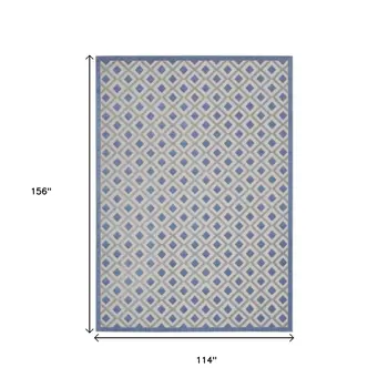 10' X 13' Blue And Gray Indoor Outdoor Area Rug