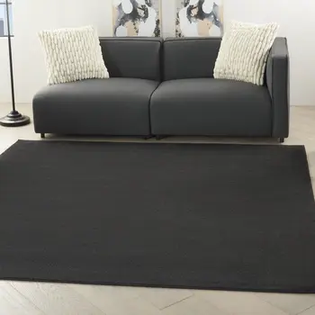 7' Black Square Indoor Outdoor Area Rug