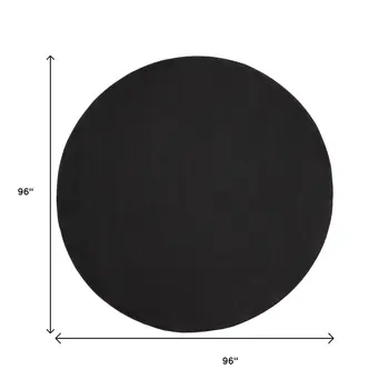 8' X 8' Black Round Indoor Outdoor Area Rug