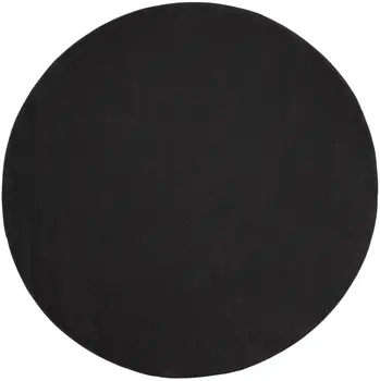 8' X 8' Black Round Indoor Outdoor Area Rug