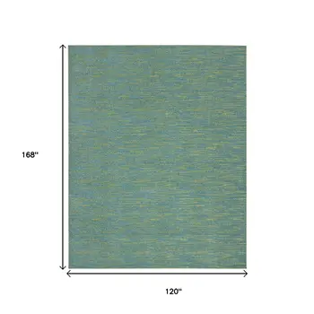 10' X 14' Blue And Green Indoor Outdoor Area Rug