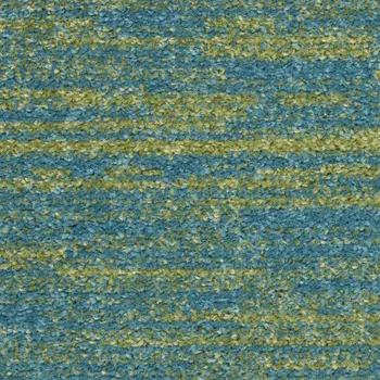 8' Blue And Green Indoor Outdoor Runner Rug