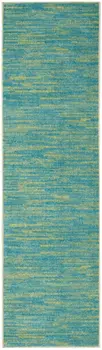 8' Blue And Green Indoor Outdoor Runner Rug