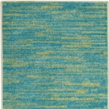 8' Blue And Green Indoor Outdoor Runner Rug